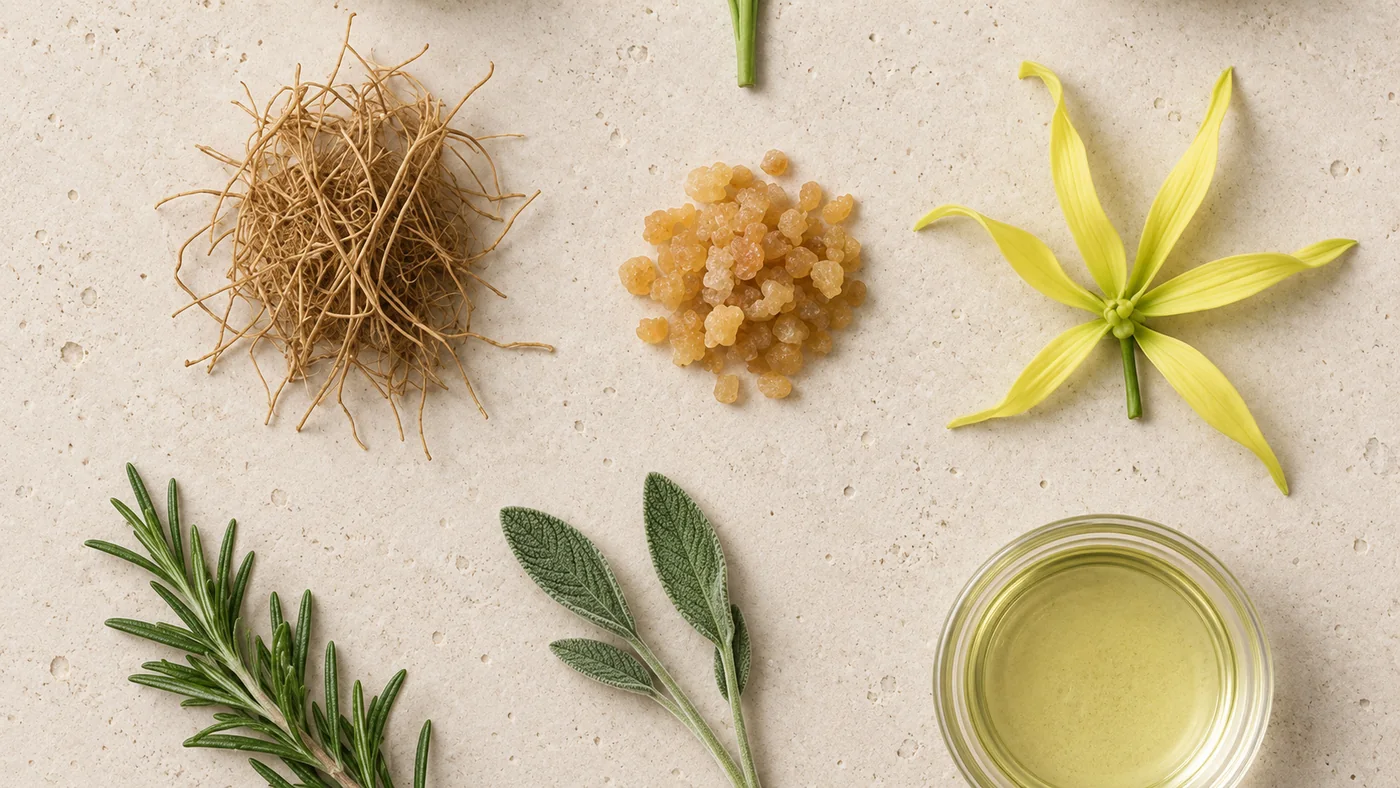 Ingredienti naturali, agrumi ed erbe aromatiche disposti su fondo chiaro